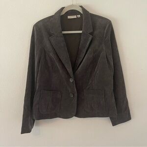 STUDIO WORKS CORDUROY BLAZER size 14 removable shoulder pads soft two button